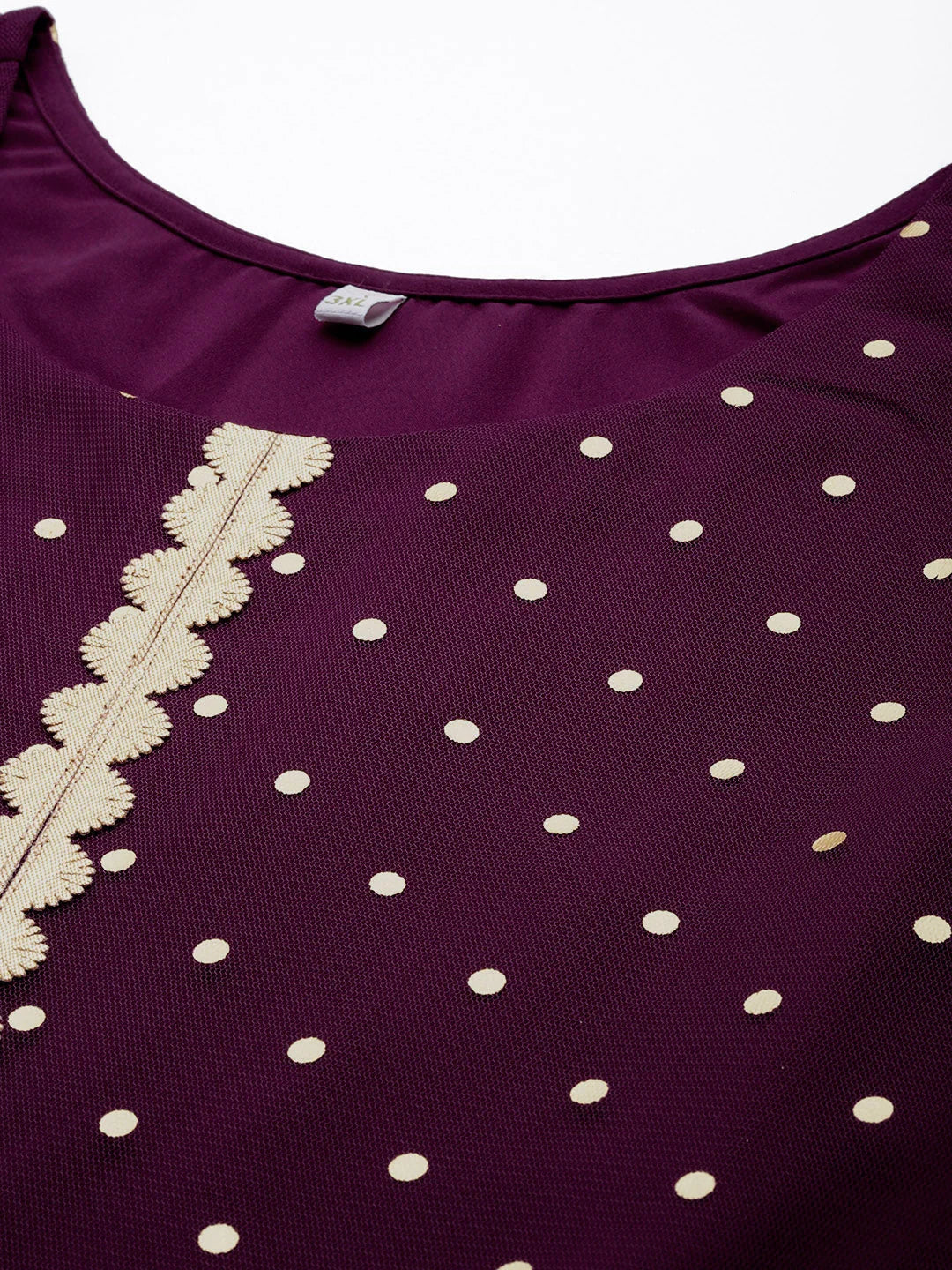 Burgundy & Gold Polka Dot Plus Size Indian Dresses Online