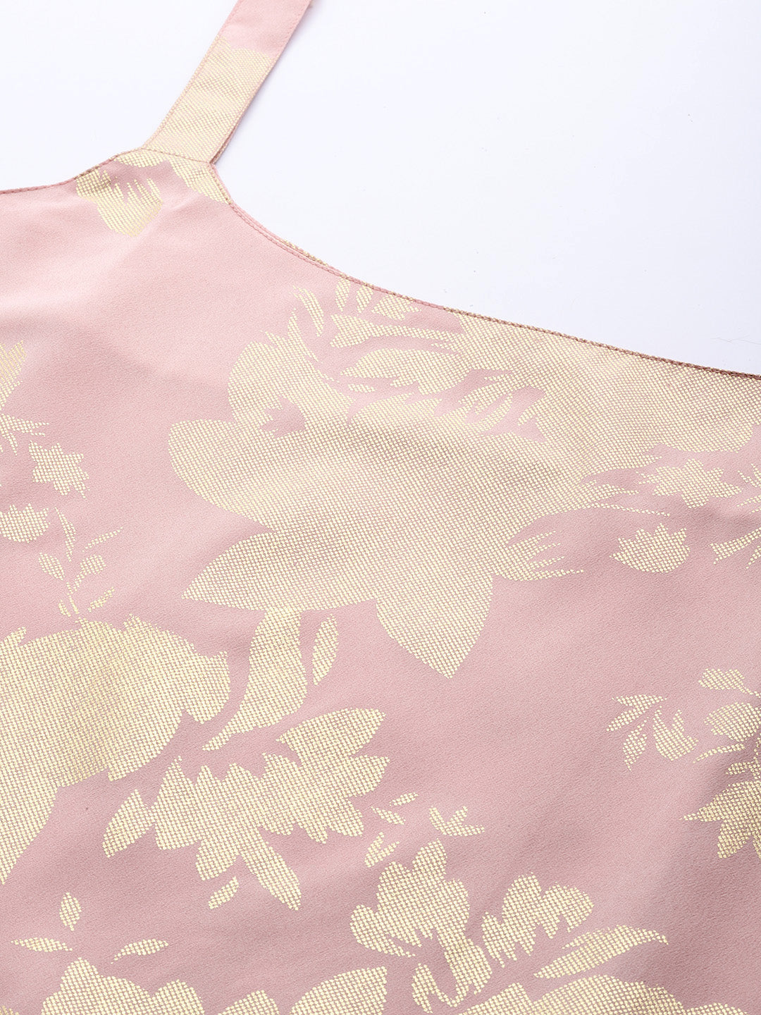 Pink Printed Tunic Top with Lace - Indian Kurta Ladies Shop