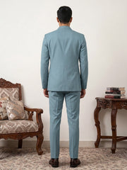 Premium Solid Japanese Fabric Indo-Western Set ( 50JIND 210Sky )