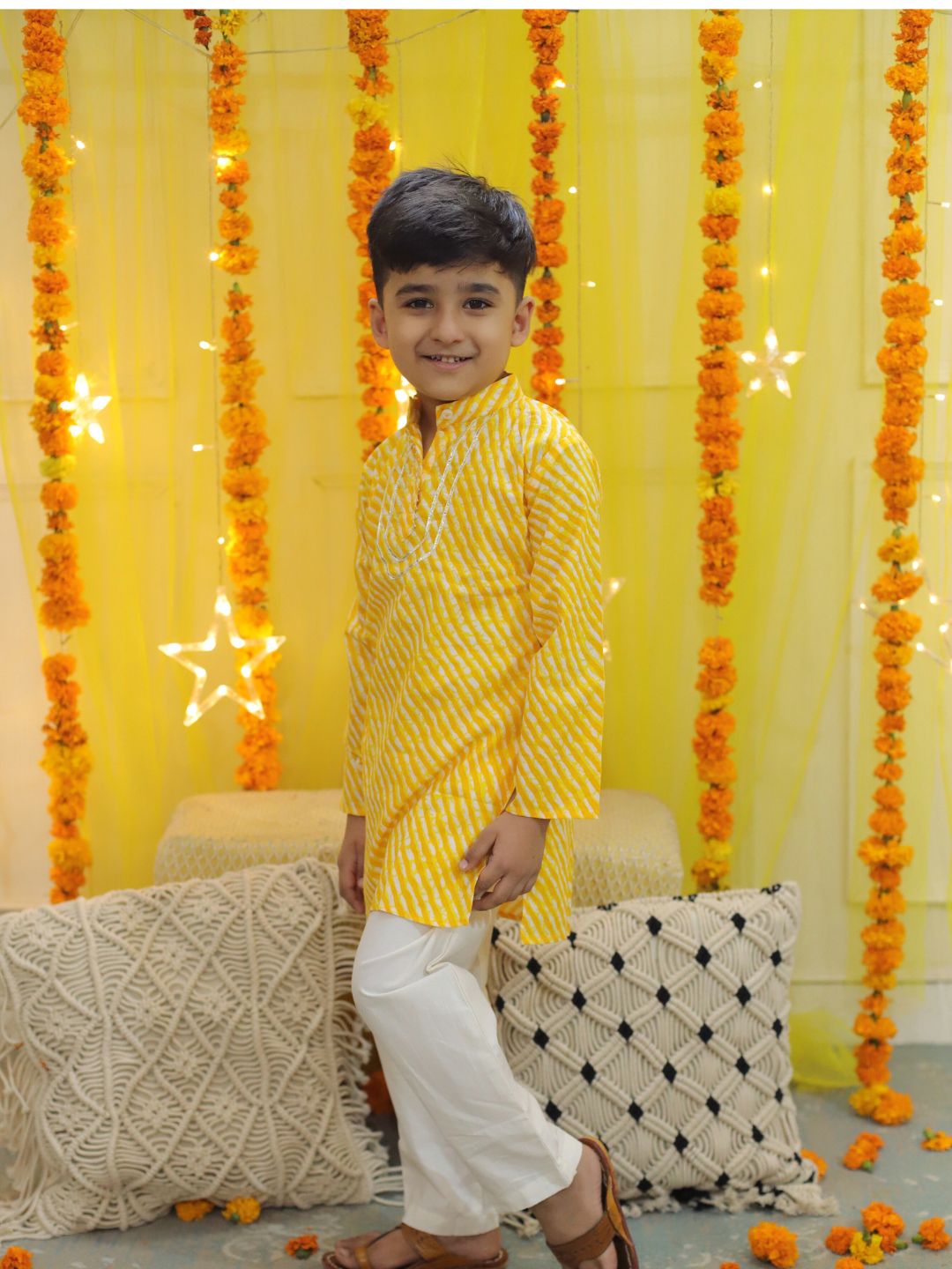 Pure Cotton Kurta Pajama Set for Boys - Yellow | BD23KP61YWA | DesiQlo