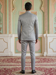 Men Woven Jacquard Indo-Western Set ( 50JIND 155Grey S )
