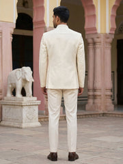 Men Woven Jacquard Indo-Western Set ( 50JIND 155Cream S )