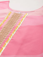 Colourblocked Regular Gotta Patti Kurta with Trousers-AHKUPN-COMBO-953