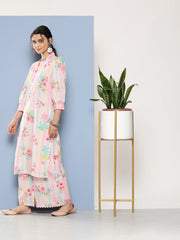 Pink Floral Printed Gotta Patti Kurta with Palazzos-AHKUPZ-COMBO-612