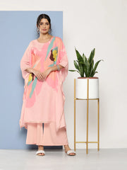 Pink Printed Gotta Patti Kaftan Kurta with Palazzos-AHKFPZ-COMBO-615
