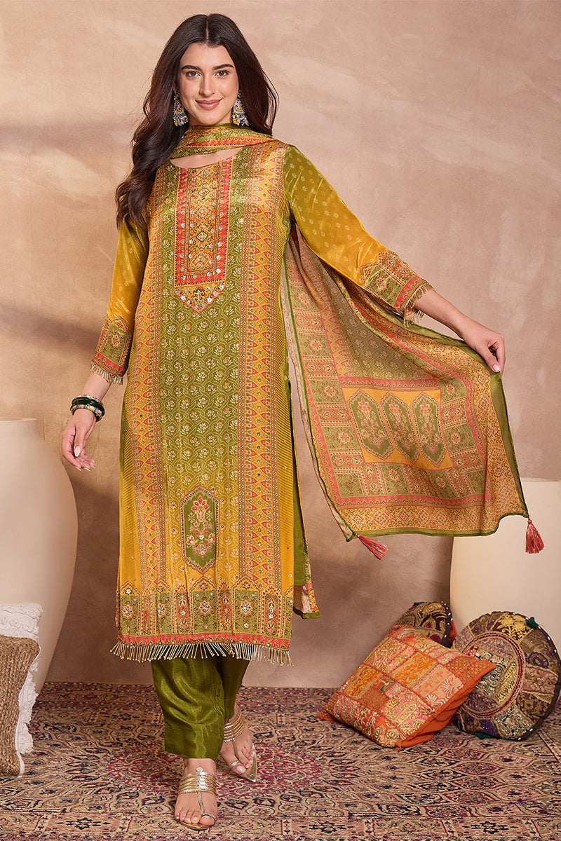 Pink Viscose Rayon Embroidered Kurta Trouser With Dupatta HPKSKD2786