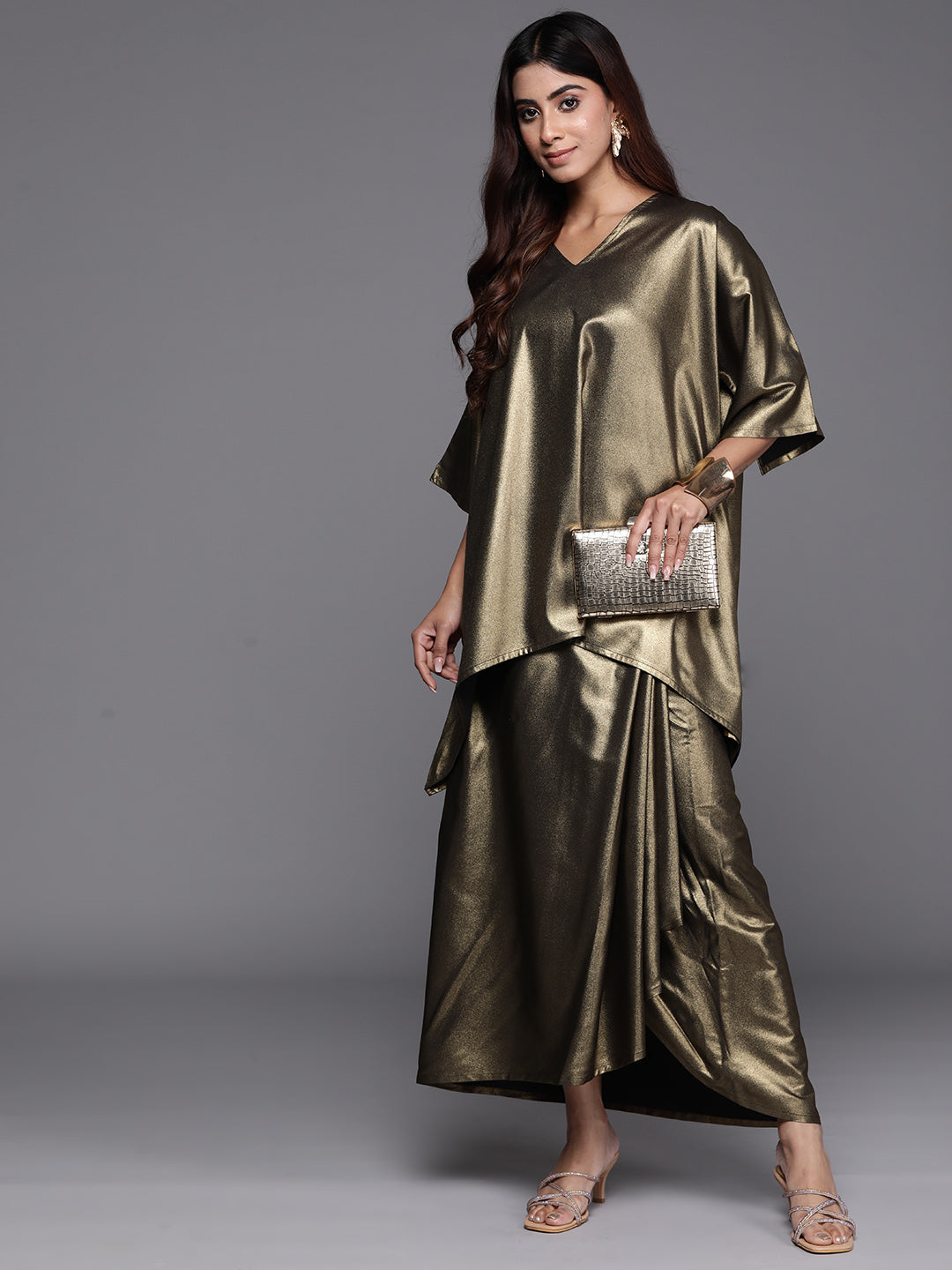 Women's Solid Top & Skirt Co-ord Set | Ethnic Lehenga Look