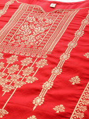 Red Woven Design Kurta with Trousers-AHKUPN-COMBO-563-SW-JCQ