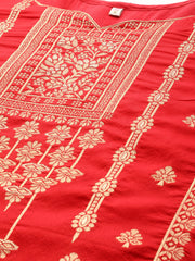 Red Woven Design Kurta with Trousers-AHKUPN-COMBO-563-SW-JCQ