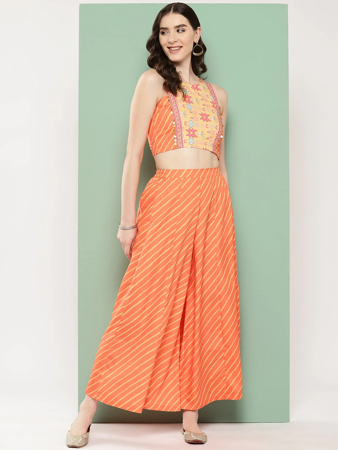 Orange Geometric Co Ord Sets for Women | Two Piece Sets