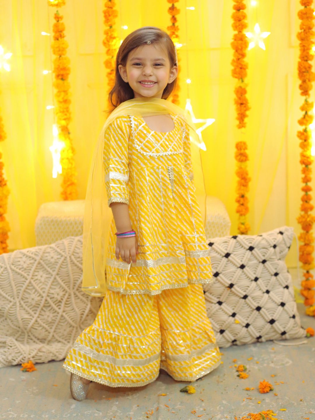 Pure Cotton Ethnic Suit Set for Girls - Yellow | BD23SU37YWA | DesiQlo