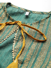 Ethnic Motifs Printed Maxi Gown with Shrug-AHEDJK-COMBO-1003