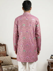 Silk Blend Foil Print Kurta ( 65KO 5587Purple )
