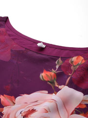 Floral Printed Boat Neck Layered Maxi Gown-AHEDGRDP-240