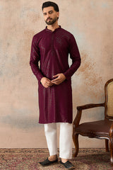 Purple Rayon Embroidered Solid Straight Kurta MKU2187