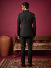 Imported Japanese Fabric Embroidered Indo-Western Set ( 50JIND 212Black )