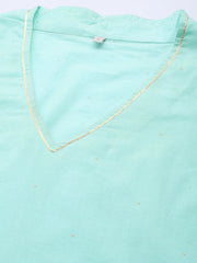 Blue Pure Cotton Printed Kurta-AHKUCOGL-970