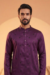 Violet Silk Blend Solid Embroidered Kurta With Trousers MKSET2104