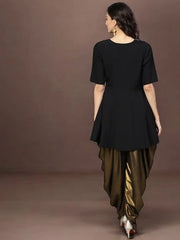 Black & Gold A-line Kurta Sets-AHKUDO-Combo-128