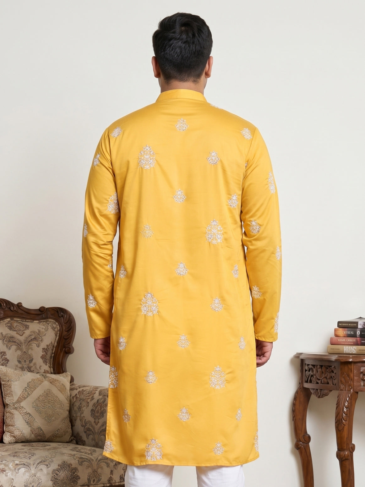 DesiQlo Men Embroidered Kurta Only - Yellow - KO_D_5091Mustard_3XL