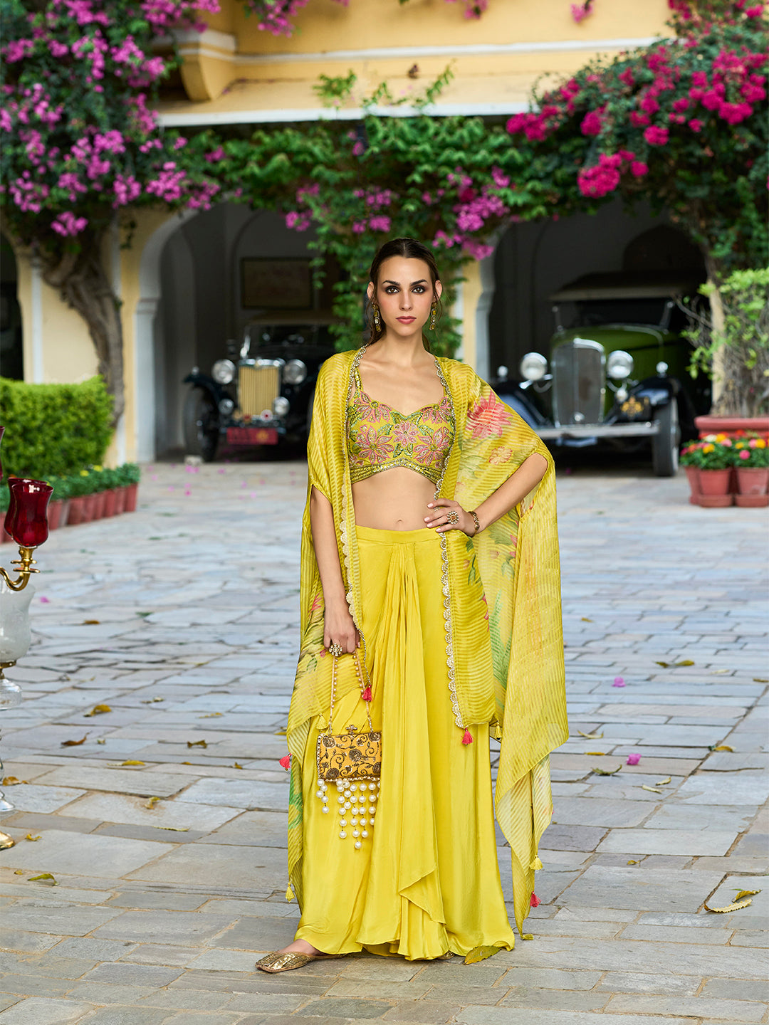 Chiffon Embroidered Sharara Set with Shrug - Pack of 3 Designs | DesiQ