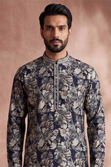 Blue Viscose Rayon Floral Printed Kurta MKU1982