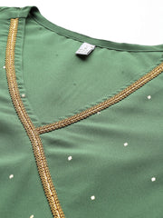 Ahalyaa Printed Angrakha Gotta Patti Kurta with Trousers & With Dupatta