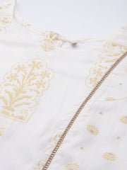 Off White Printed Pure Cotton Jumpsuit with Waist Tie-ups-AHJSCOPG-972-FF