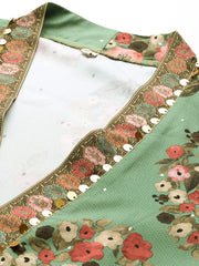 Plus Size Floral Printed Sequinned Kurta with Palazzos-AP-AHKUPN-COMBO-848