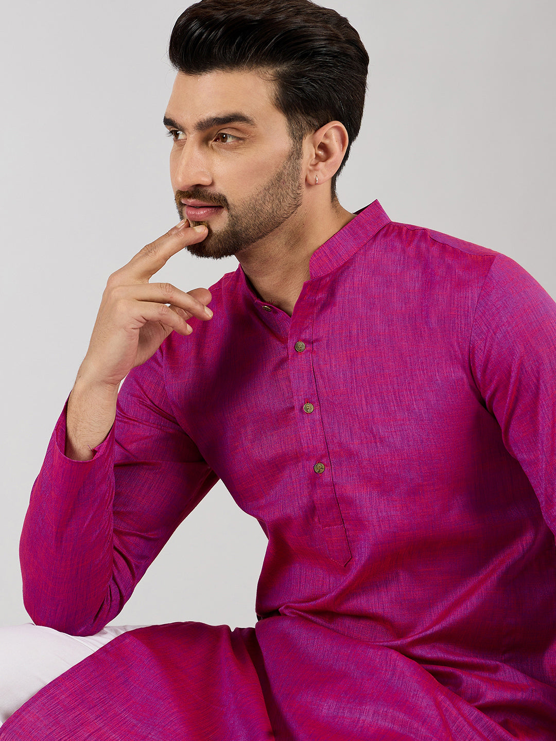 Pink Cotton Solid Woven Design Straight Kurta MKU1100 | DesiQlo