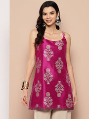 Pink & Gold Printed Shoulder Straps Tunic-AHTUPSGP-8165-ICH