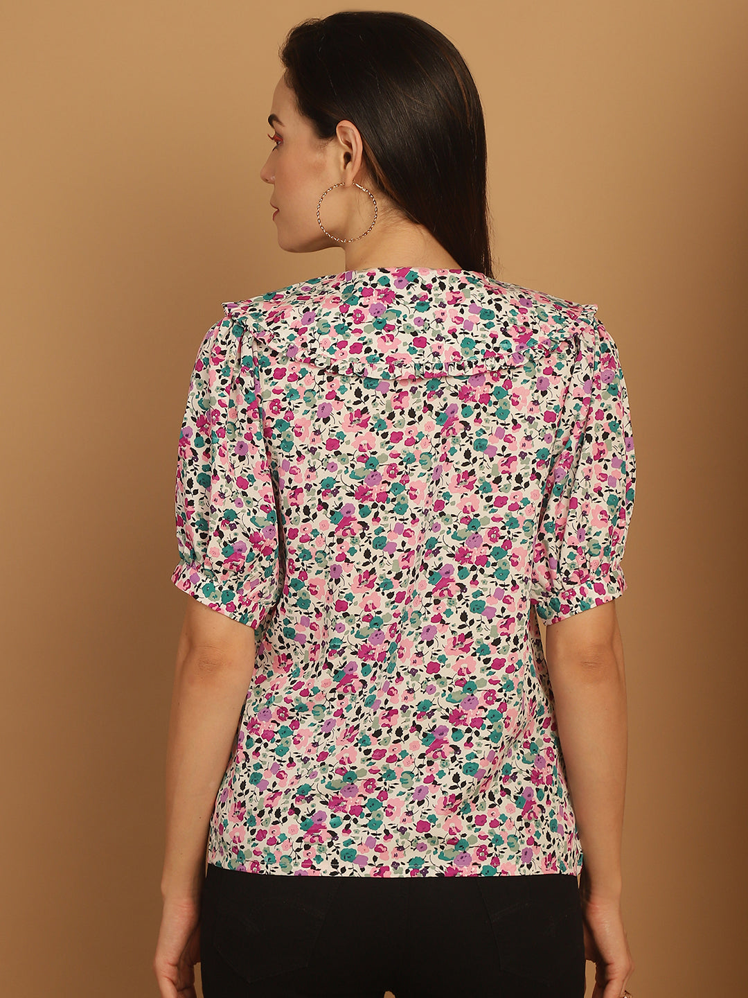 Floral Printed Women's Tops - Peter Pan Collar Blouse