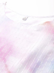 Tie and Dye Printed Boat Neck Ethnic Layered Dress-AHEDGRDP-241