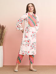 Women Floral Printed Regular Sequinned Kurta with Trousers & With Dupatta-AHKUPTDU-COMBO-957