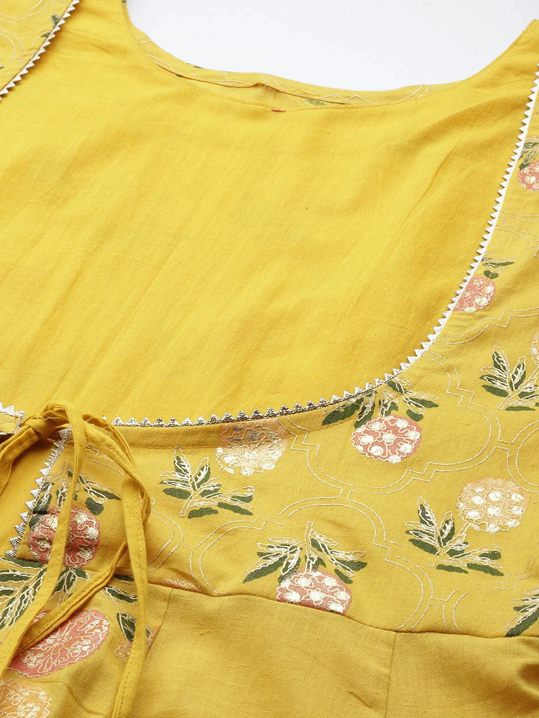 Yellow Floral Cotton Dress | Indian Cotton Dresses Online