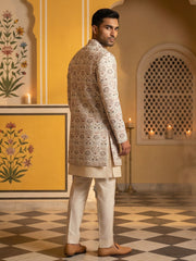 Men Peach Embroidered Indo-Western Set ( 50JIND 111Peach S )