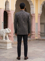 Men's Velvet Embroidered Indo-Western Set ( 50JIND 219Black )