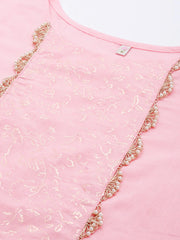 Baby Pink Pure Cotton Printed Kurta Palazzo Set-AHKUPZ-COMBO-480