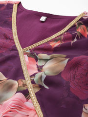 Women Floral Printed Angrakha Kurta with Palazzos-AHKUPT-COMBO-892