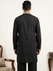 Men's Cotton Blend Embroidered Kurta ( 65KO 5585Black ) [FF] [G-4]