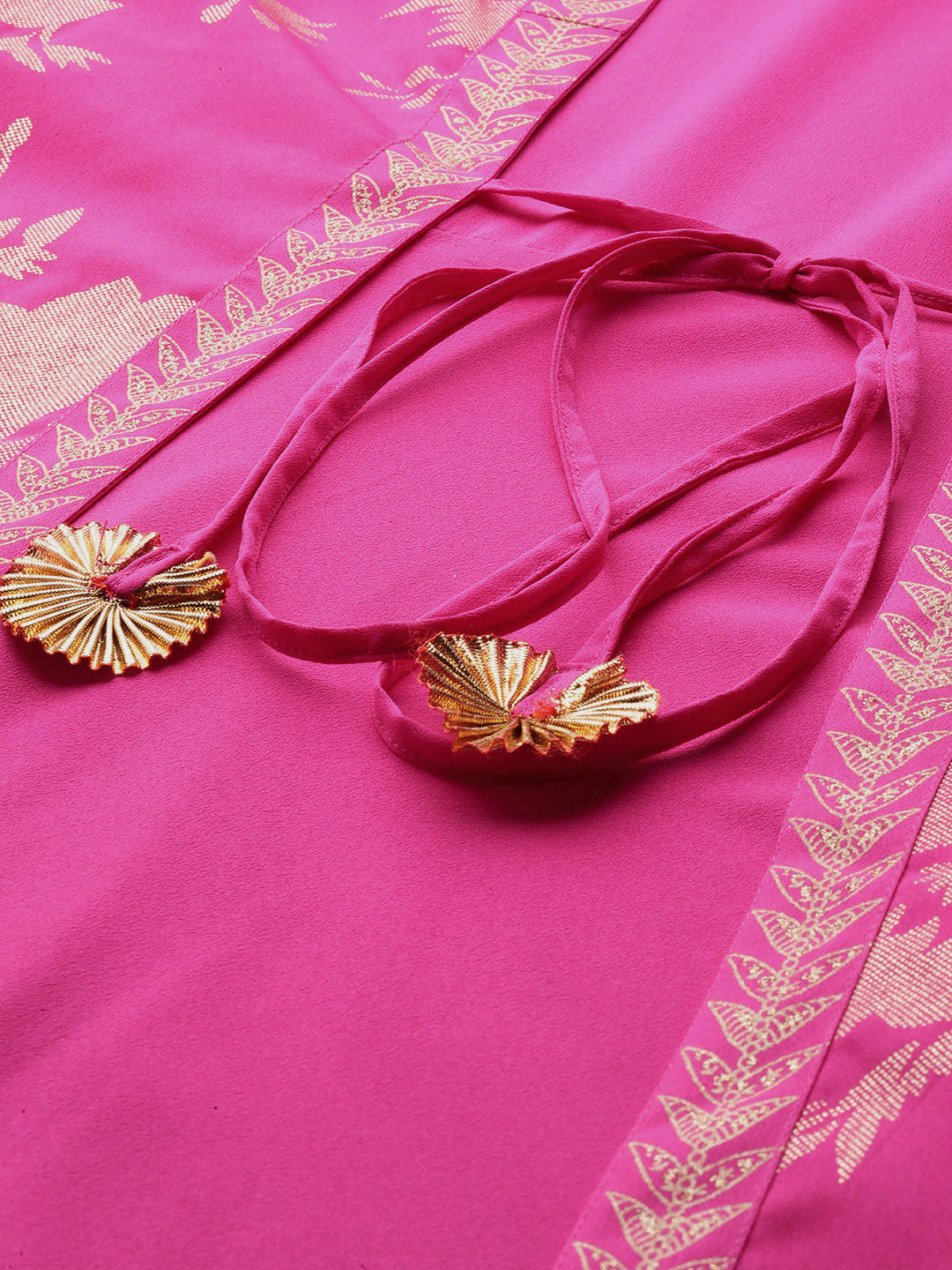 Pink & Gold Floral A-Line Maxi Dress | Indian Dresses Online
