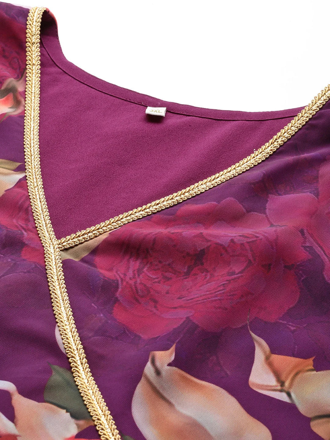 Plus Size Floral Kurta Palazzo Set | Angrakha Style