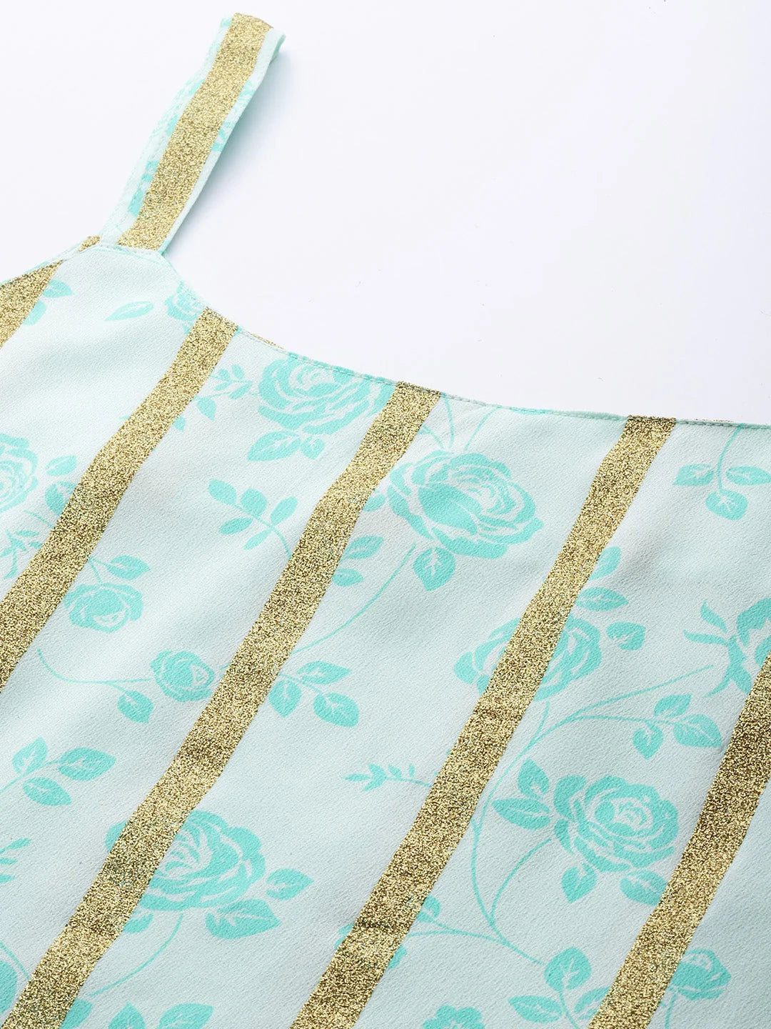 Sea Green Floral Tunic Top - Modern Indian Kurta for Women