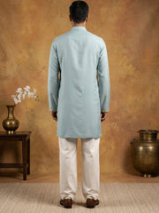 Silk Blend Embroidered Kurta & Korean Pants Set ( 65KP PJ11W 5602Sky ) [FF] [G-4]
