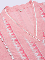 Pink Pure Cotton Printed Kurta Palazzo Set-AHKUPZ-COMBO-530