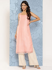 Pink Polka Dot Printed Organza Kurta-AHKUORGL-1056-ICH