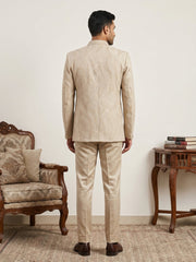 Men's Cotton Blend Embroidered Indo-Western Set ( 50JIND 218Beige )