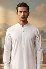 White Silk Blend Solid Solid Kurta With Trousers MKSET2220