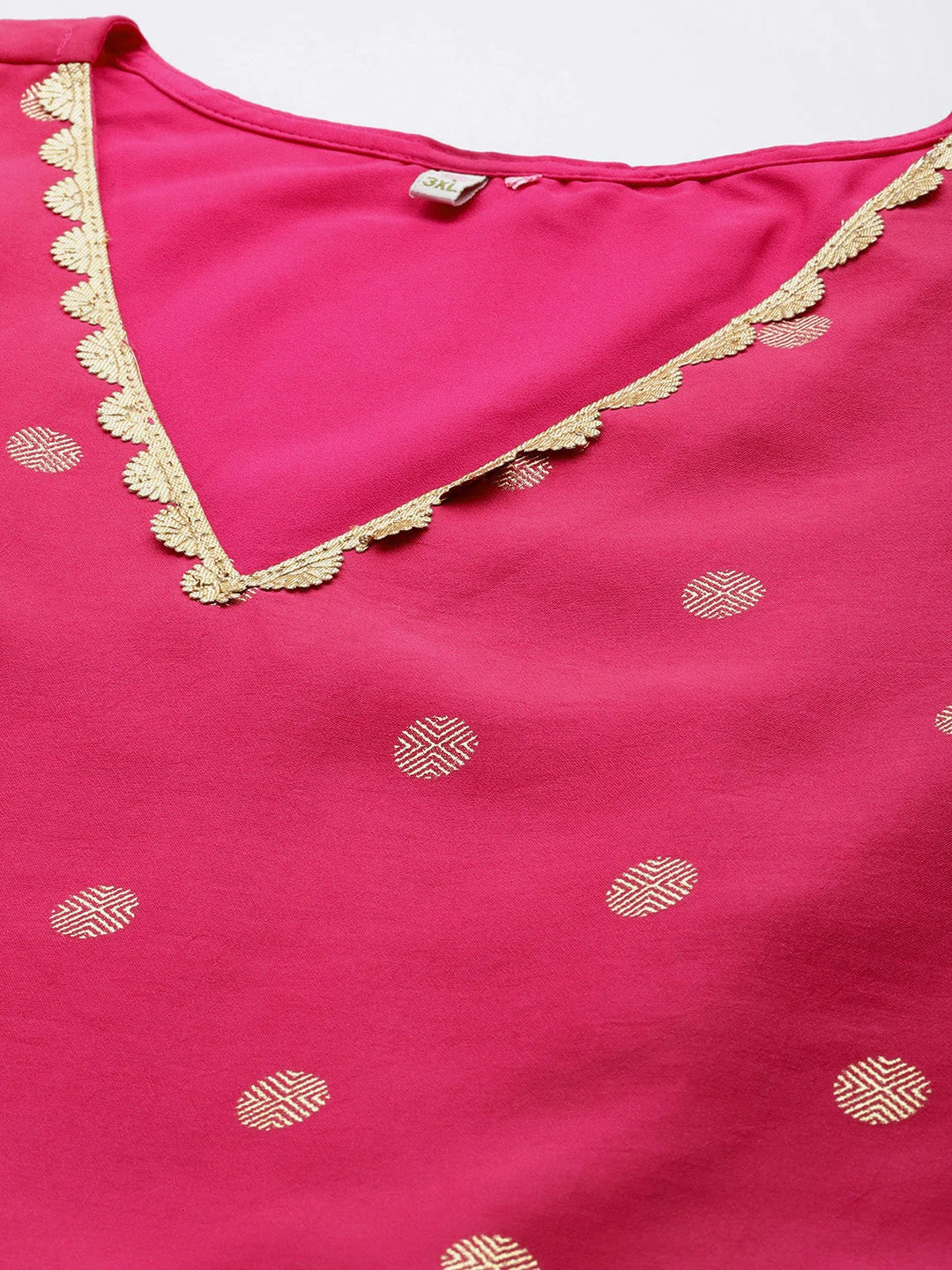Pink & Gold Polka Dot Maxi | Plus Size Indian Cotton Dresses