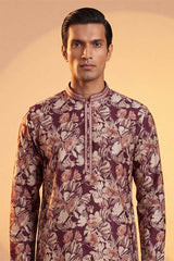 Purple Viscose Rayon Floral Printed Kurta With Trousers MKSET1981